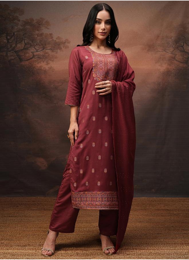 Vishudh Women Red Printed Viscose Kurta Set by Styli  - Image 2
