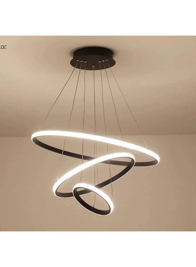 SINOMAN SINOMAN Modern Contemporary Spiral LED 3 Ring Chandelier Hanging Ceiling Pendant Light Adjustable Height with 3 Color Lighting Modes Ideal for Living Room/Bedroom/Office/Home (L-3 String Hanging)  - Image 1
