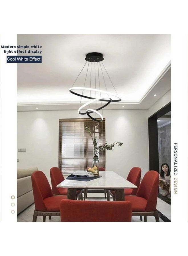 SINOMAN SINOMAN Modern Contemporary Spiral LED 3 Ring Chandelier Hanging Ceiling Pendant Light Adjustable Height with 3 Color Lighting Modes Ideal for Living Room/Bedroom/Office/Home (L-3 String Hanging)  - Image 3