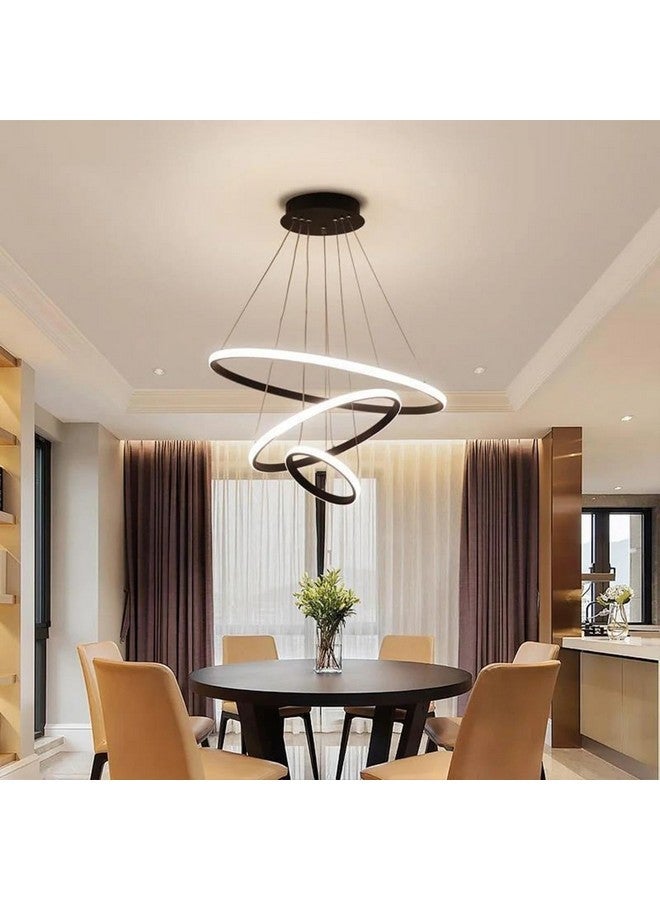SINOMAN SINOMAN Modern Contemporary Spiral LED 3 Ring Chandelier Hanging Ceiling Pendant Light Adjustable Height with 3 Color Lighting Modes Ideal for Living Room/Bedroom/Office/Home (L-3 String Hanging)  - Image 2