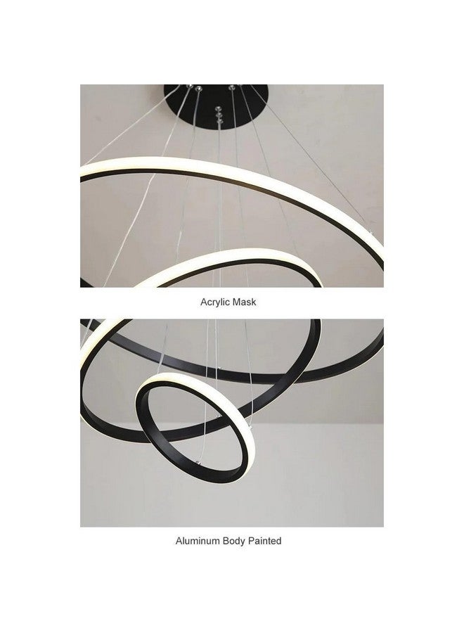 SINOMAN SINOMAN Modern Contemporary Spiral LED 3 Ring Chandelier Hanging Ceiling Pendant Light Adjustable Height with 3 Color Lighting Modes Ideal for Living Room/Bedroom/Office/Home (L-3 String Hanging)  - Image 4