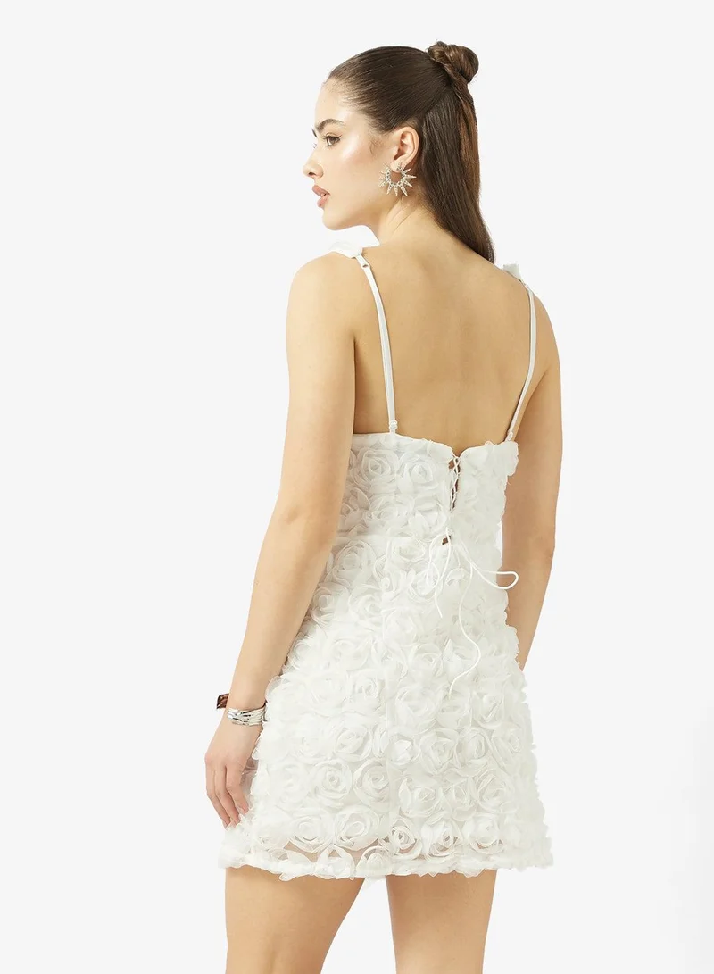 Ginger Square Neck 3D Floral Dress