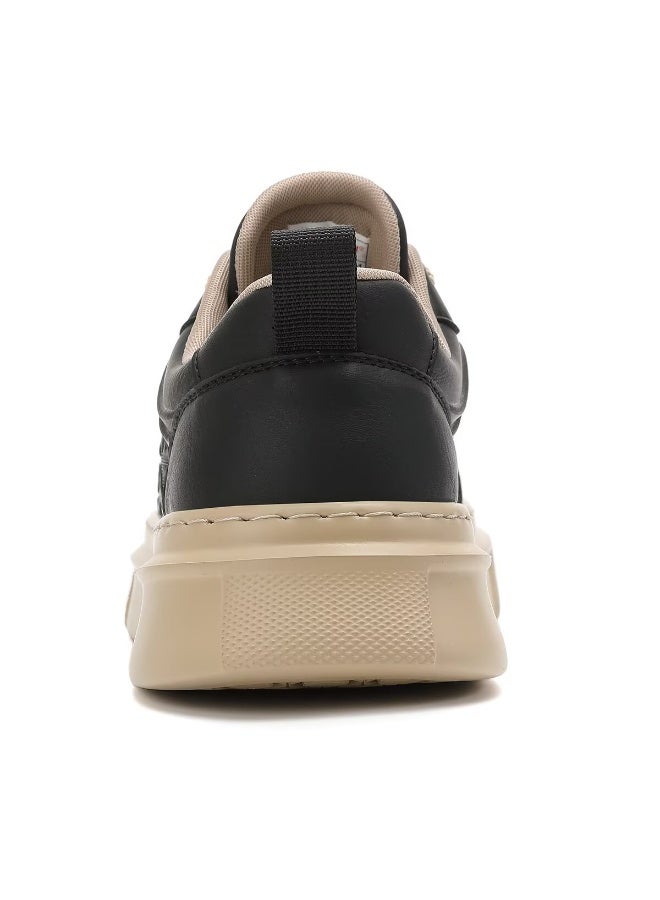 SKY VIEW Men's Fashion Shoes Ultrafine Fiber Vamp Casual Shoes For Men Non Slip Lace Up Chunky Sneakers Cushioned And Lightweight Low Top Walking Shoes Black-02 - Image 4