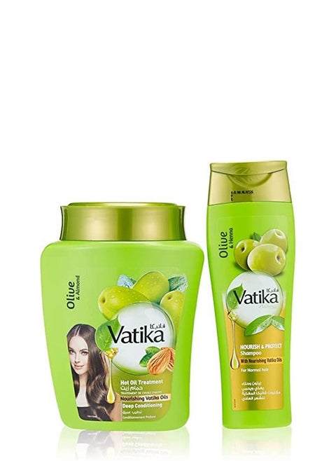 Vatika Naturals Deep Conditioning Hot Oil Treatment & Shampoo Set | Natural & Herbal | For Intense Nourishment & Protection - 1kg + 400 ml