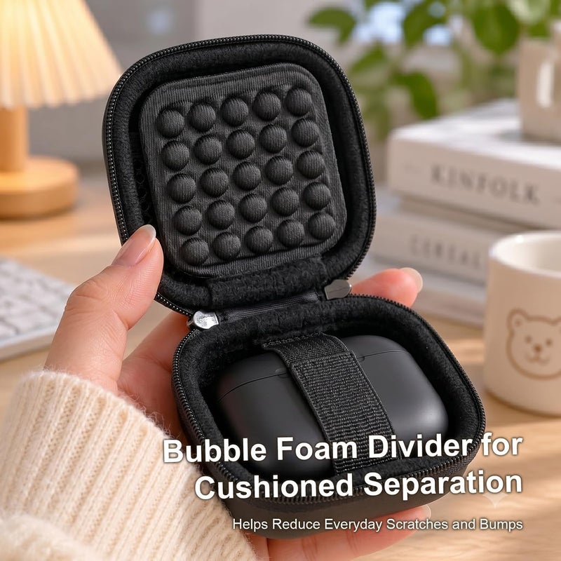 ANKHOH Earbud Case for TAGRY X08 Bluetooth Headphones True Wireless Earbuds 60H, EVA Hard Carrying Bag with Mesh Pocket, Carabiner, Dual Zipper, for Charging Cable and Ear Tips, Case Only - Image 5