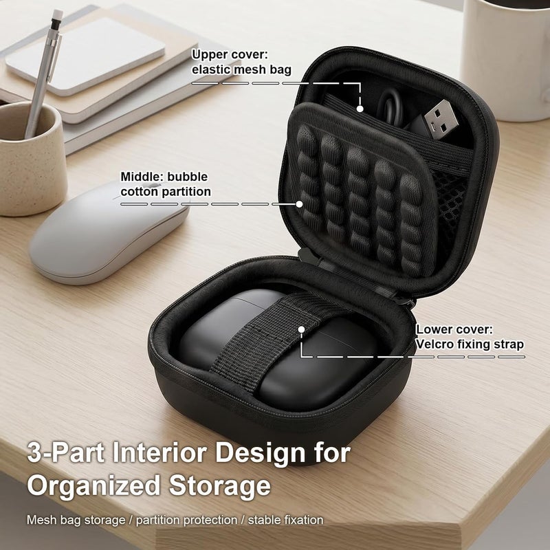 ANKHOH Earbud Case for TAGRY X08 Bluetooth Headphones True Wireless Earbuds 60H, EVA Hard Carrying Bag with Mesh Pocket, Carabiner, Dual Zipper, for Charging Cable and Ear Tips, Case Only - Image 2