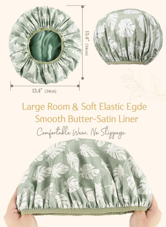 Yanibest Shower Cap for Women - Hair Satin Bonnet Shower Cap for Women Waterproof Extra Large Double Layer Reusable Adjustable for Braids Long Hair - Image 4