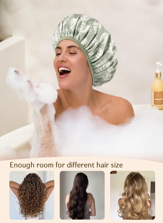 Yanibest Shower Cap for Women - Hair Satin Bonnet Shower Cap for Women Waterproof Extra Large Double Layer Reusable Adjustable for Braids Long Hair - Image 5