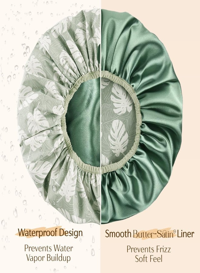 Yanibest Shower Cap for Women - Hair Satin Bonnet Shower Cap for Women Waterproof Extra Large Double Layer Reusable Adjustable for Braids Long Hair - Image 3