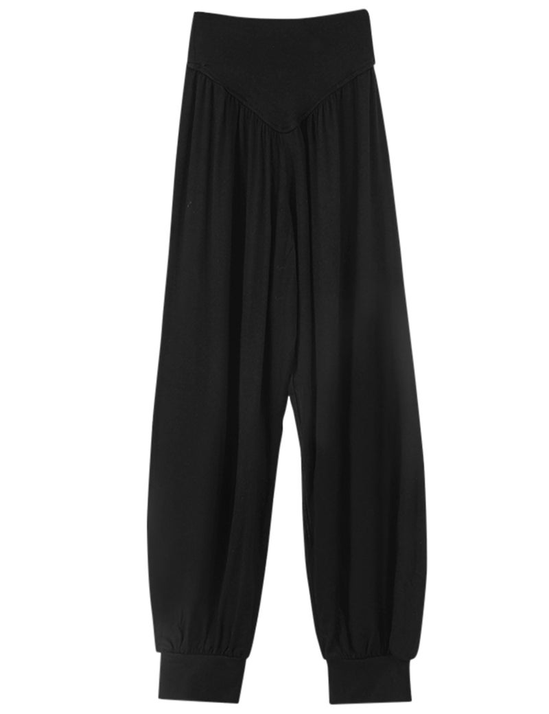 LingTing Black Dance Pants for Teens High Waisted Baggy Soft Wide Leg Trousers - Image 5