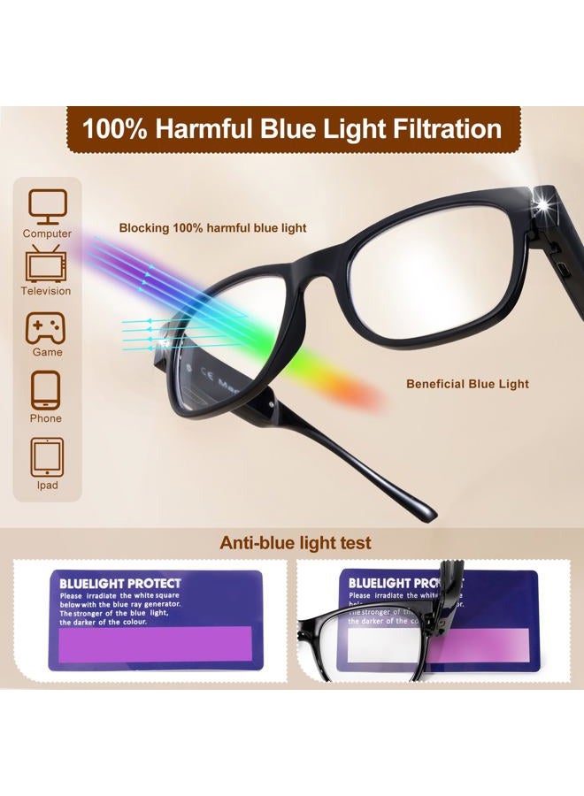 OuShiun USB Rechargeable Led Reading Glasses Smart Lighted Eyewear for Women Men (Black, 2.5X) - Image 5