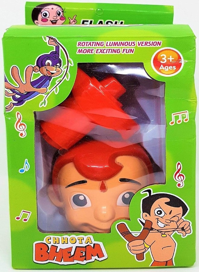 DIGSMORDEN Bheem Spinning Top Toy with Laser Flashing Lights & Dynamic Music | Colorful Light Up Spinning Top for Kids | Musical Pull String for Boys & Girls | Fun Gift Toy for Children (Red) - Image 1