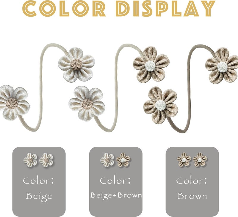 warmtone Curtain Tie Backs for Curtain Drapes, Boho Decor Holdback Farmhouse TieBacks for Blackout/Sheer Curtains, Jute Rope with Flower, Natural Decor Shabby Chic Drapery Holder, Pack-2 - Image 5