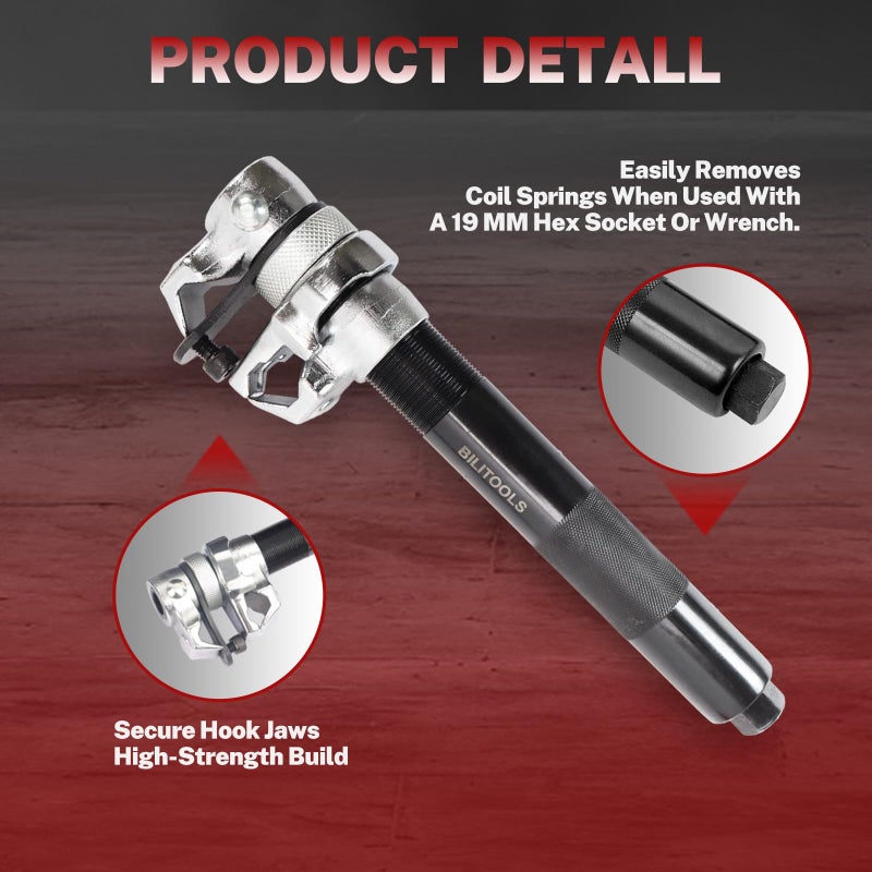 BILITOOLS 2-Piece Coil Spring Compressor Tool Heavy Duty Macpherson Strut Spring Compression Set with Safety Jaws and Holder, Max Load.2645LB - Image 3