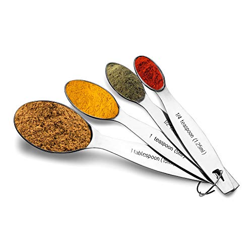 Steren Impex | Stainless Steel Measuring Spoon, Round Shaped, Set of 4 (1/4, 1/2, 1tsp, & 1 Tbsp.) - Image 1