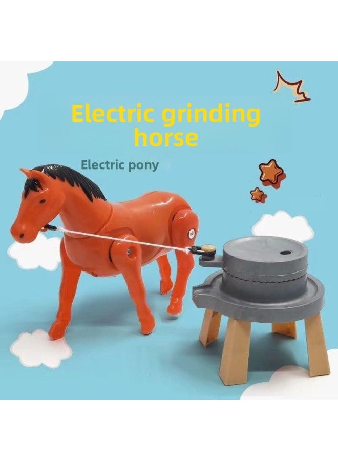 Shake The Same Electric Simulation Pony Walking Little Donkey Pulling And Grinding Small Horse Cart Pushing And Grinding Toys Around The Pile Horse Children