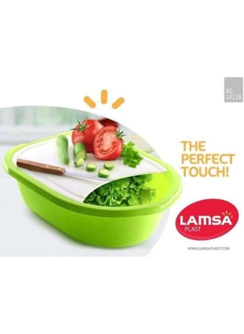 max plast Tamsah Plast Cutting Board with Integrated Plastic Bowl | Multi-Colored, Dual-Purpose Kitchen Prep Station | Non-Slip, Durable & Space-Saving Design - Image 3