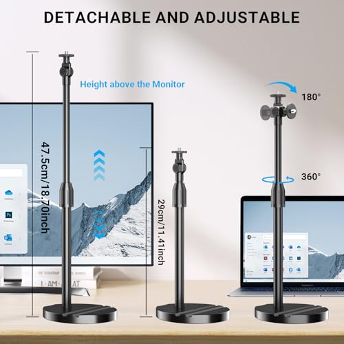 LenTok Telescopic Webcam Tripod Stand for Desk with Phone Holder, Desktop Webcam Mount Compatible with C922 C930e C920S C920 C615 C960 C920x Brio 4K, Table Phone Stand with 1/4'' Thread - Image 3
