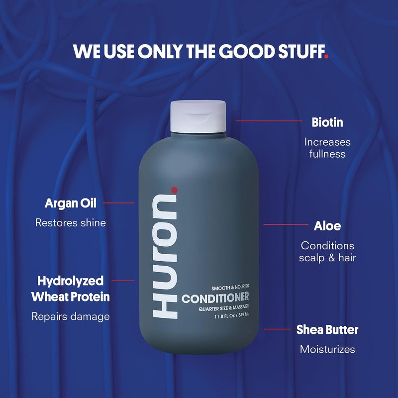 Huron Men’s Conditioner - Lightweight, Hydrating Conditioner - Eliminates Frizzy Hair, Moisturizes, & Restores Shine - Clean & Invigorating Scent - 100% Vegan Ingredients & Cruelty-Free - 11.8 Fl Oz - Image 4