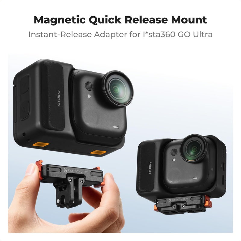K&F CONCEPT Magnetic Quick Release Adapter Mount Compatible with Insta360 GO Ultra, Expansion Base Stand with 1/4 Screw Hole/Foldable Connector for Tripod, Selfie Stick, Action Camera Accessories - Image 2