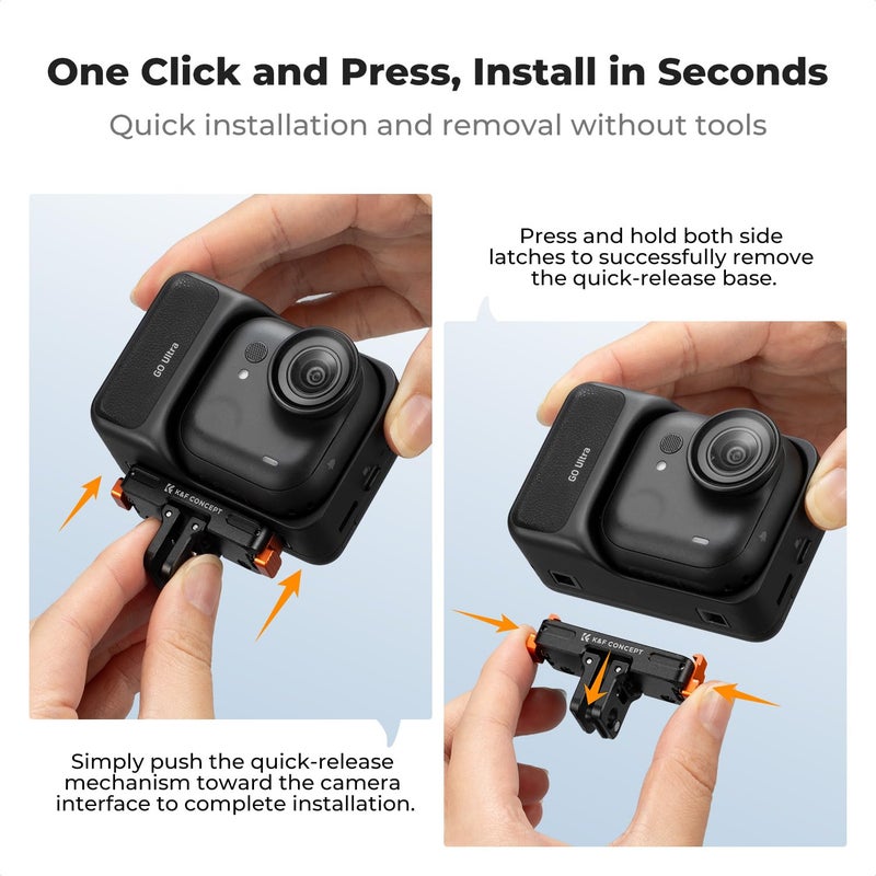 K&F CONCEPT Magnetic Quick Release Adapter Mount Compatible with Insta360 GO Ultra, Expansion Base Stand with 1/4 Screw Hole/Foldable Connector for Tripod, Selfie Stick, Action Camera Accessories - Image 4