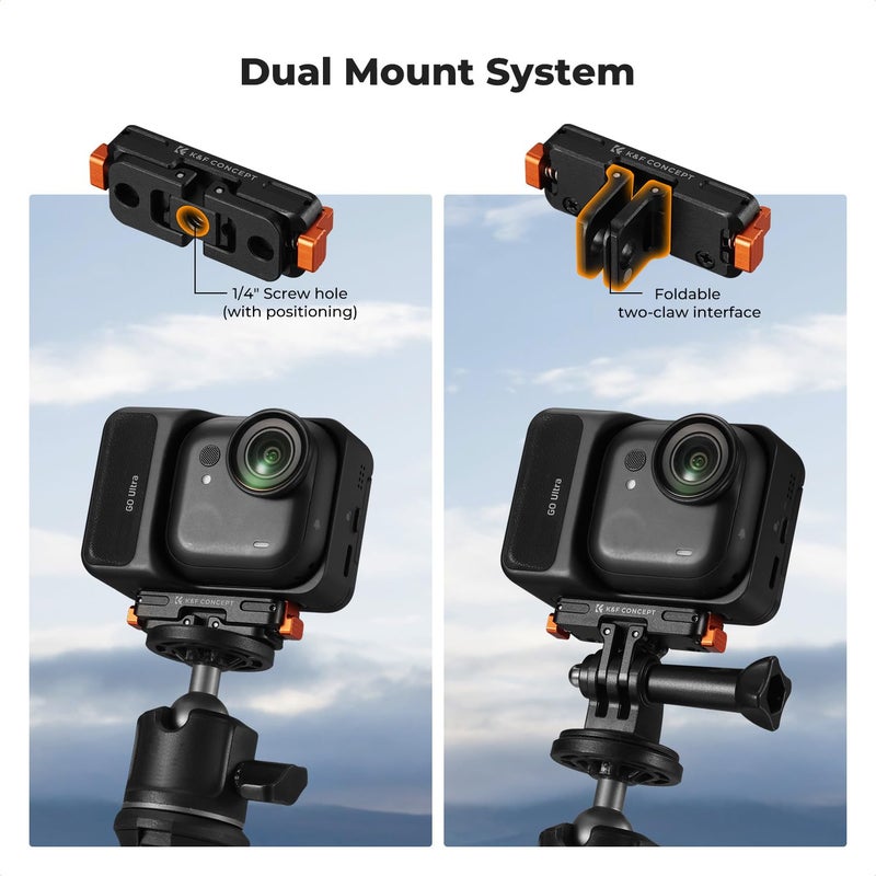 K&F CONCEPT Magnetic Quick Release Adapter Mount Compatible with Insta360 GO Ultra, Expansion Base Stand with 1/4 Screw Hole/Foldable Connector for Tripod, Selfie Stick, Action Camera Accessories - Image 3
