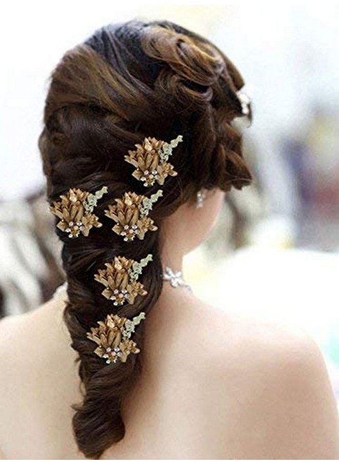 Inaaya Artificial Flower Hair Accessories For Women Karvachauth Hair Juda Pins Flower Pins For Bun For Grils And Women  - Image 2