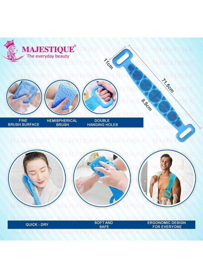 MAJESTIQUE Majestique Silicone Body Back Scrubber, Double Side Bathing Brush for Skin Deep Cleaning Massage, Dead Skin Removal Exfoliating Belt for Shower, Body Brush for Bathing (Pack of 2)  - Image 2