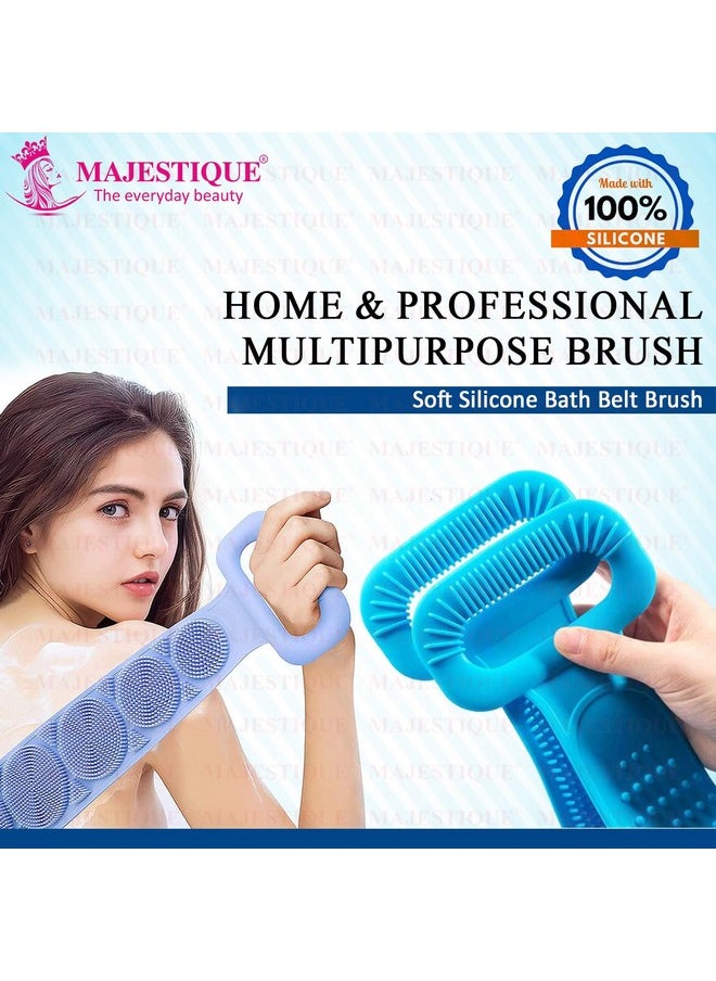 MAJESTIQUE Majestique Silicone Body Back Scrubber, Double Side Bathing Brush for Skin Deep Cleaning Massage, Dead Skin Removal Exfoliating Belt for Shower, Body Brush for Bathing (Pack of 2)  - Image 5
