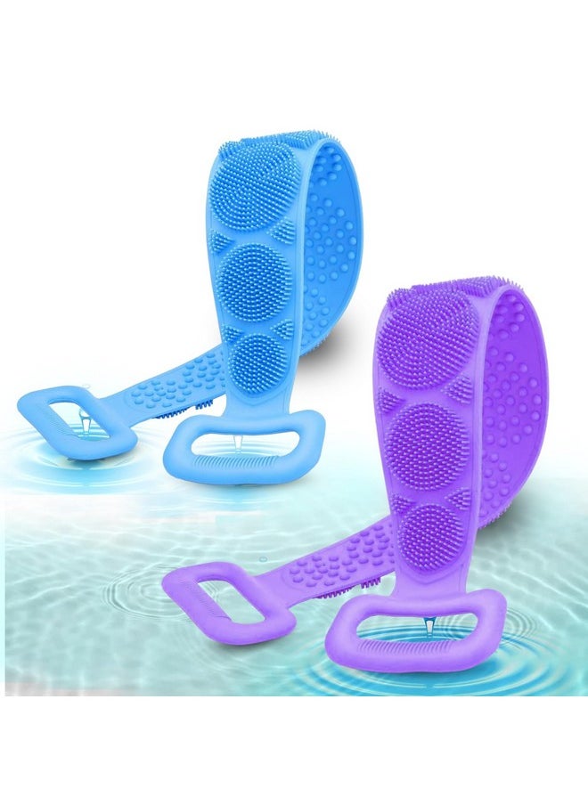 MAJESTIQUE Majestique Silicone Body Back Scrubber, Double Side Bathing Brush for Skin Deep Cleaning Massage, Dead Skin Removal Exfoliating Belt for Shower, Body Brush for Bathing (Pack of 2)  - Image 1