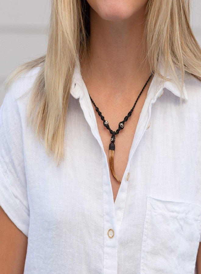 Earth Accessories Sustainably Sourced Organic Bone Tooth Necklace - Tribal Necklace or Tribal Jewelry for Surfer, Boho, or Caveman Inspired Looks or Costumes - Image 3