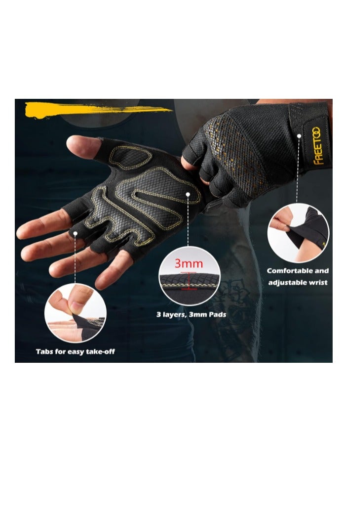 FREETOO Workout Gloves Large – Full Palm Protection – Ultra Ventilated Weight Lifting Gloves with Cushion Pads and Silicone Grip - Image 4