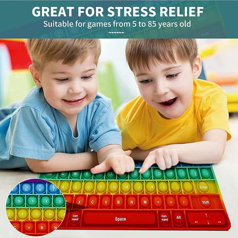 Fetinar Push Toy Pop Bubble Fidget Sensory Toys Push It Pop Fidget Toys Candy Keyboard Shape, Pop Silicone Popper Toy Anxiety Stress Reliever Relief Autism Learning Materials Game Gift for Kids (Candy) - Image 3