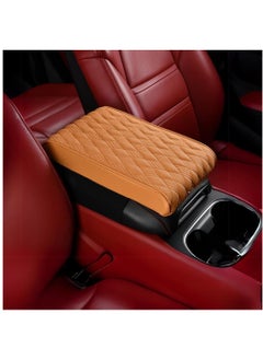 MOTRK Car Center Console Armrest, MOTRK Leather Memory Foam Car Armrest Reinforcement Pads, Car Armrest Protector Cover, Car Seat Cover, Car Interior Accessories (Brown) 