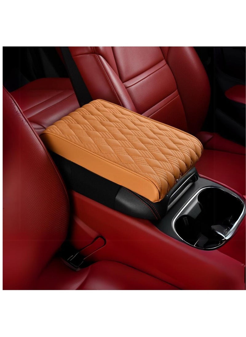 MOTRK Car Center Console Armrest, MOTRK Leather Memory Foam Car Armrest Reinforcement Pads, Car Armrest Protector Cover, Car Seat Cover, Car Interior Accessories (Brown) 