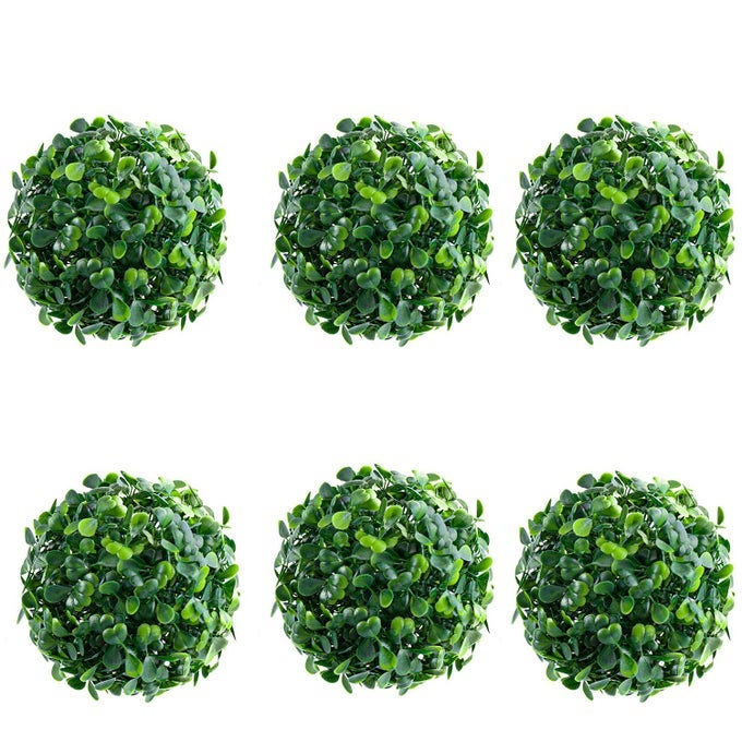 6 PACK 4 INCH ARTIFICIAL BOXWOOD TOPIARY PLANT BALLS DECORATIVE FAUX GREEN HANGING FOR HOME DECOR OUTDOOR