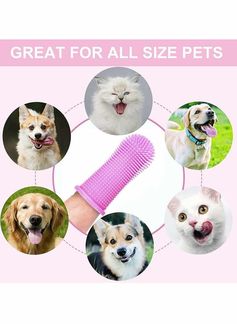 Dog Toothbrush for Dog Teeth Cleaning Dog Fingerbrush Toothbrush Dog Tooth Brushing Kit Set of 4 Dog Finger Toothbrush Pet Toothbrush Pink/Clear - Image 3