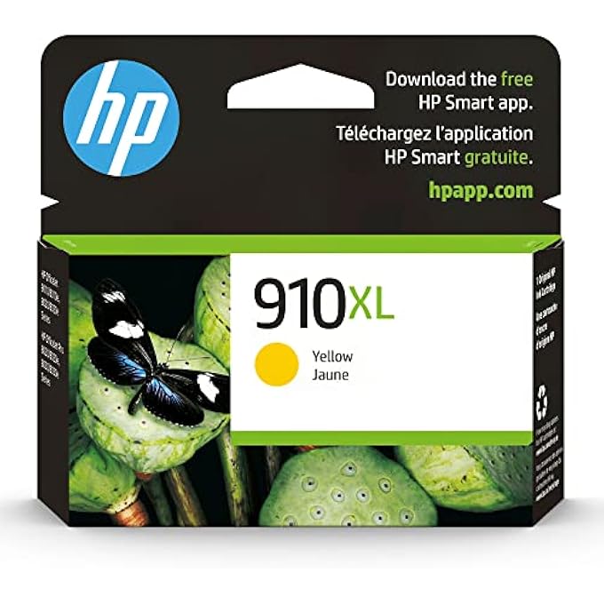 910XL YELLOW HIGH-YIELD INK CARTRIDGE FOR PRINTERS | WORKS WITH PRINTER SERIES: OFFICEJET 8010, 8020, PRO 8020, 8030 | ELIGIBLE FOR INSTANT INK | 3YL64AN - Image 1