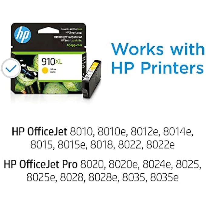 910XL YELLOW HIGH-YIELD INK CARTRIDGE FOR PRINTERS | WORKS WITH PRINTER SERIES: OFFICEJET 8010, 8020, PRO 8020, 8030 | ELIGIBLE FOR INSTANT INK | 3YL64AN - Image 2