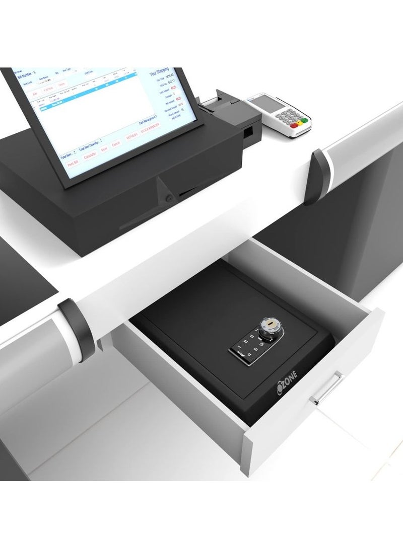 أوزون إيزي بلس سيف | 5.28 لتر | درج شخصي محمول إلكتروني آمن مع وصول دبوس المستخدم | خزانة من الفولاذ المقاوم للصدأ للمنزل والمكتب - لمسة نهائية سوداء من شركة Ozone India - Image 3