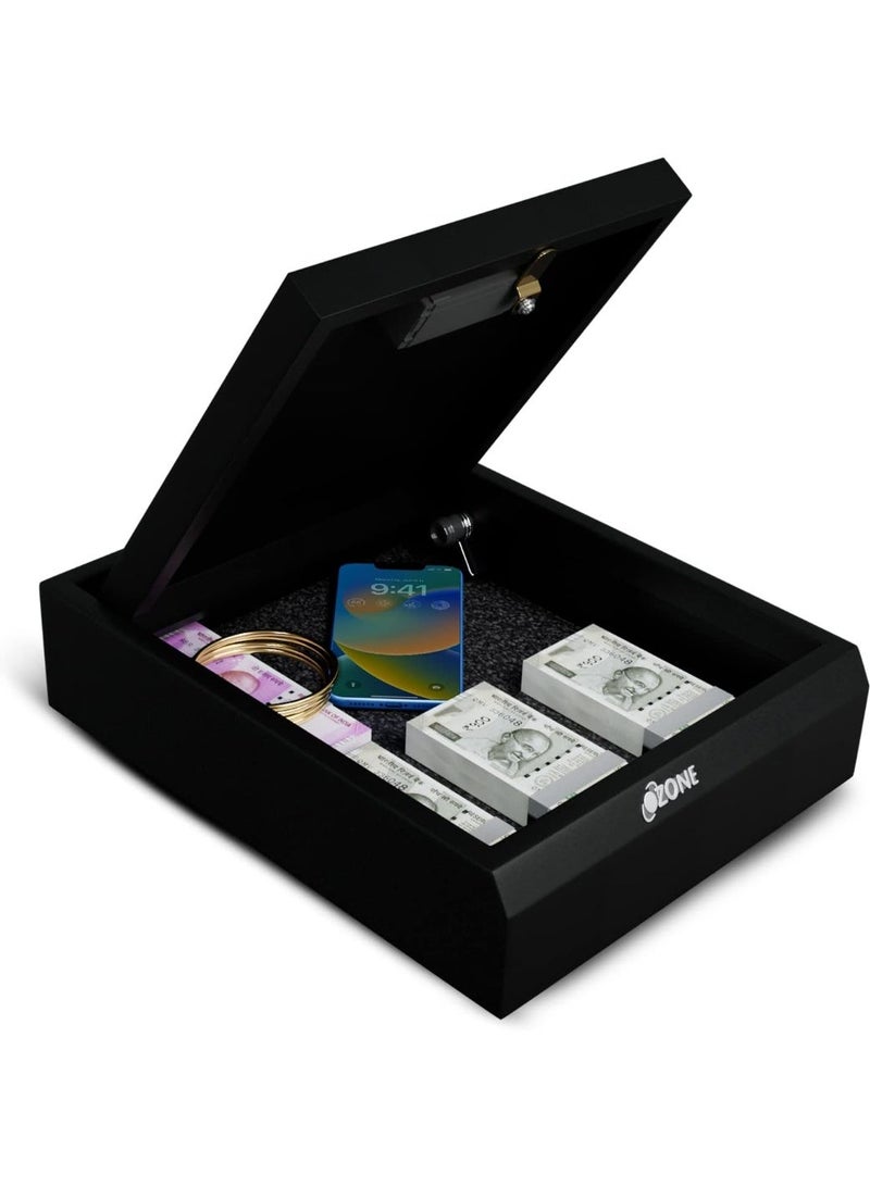 Ozone Ezee Plus Safe | 5.28 Liter | Electronic Portable Personal Drawer Safe With User Pin Access | Stainless Steel Locker For Home,Office - Black Finish By Ozone India - Image 1