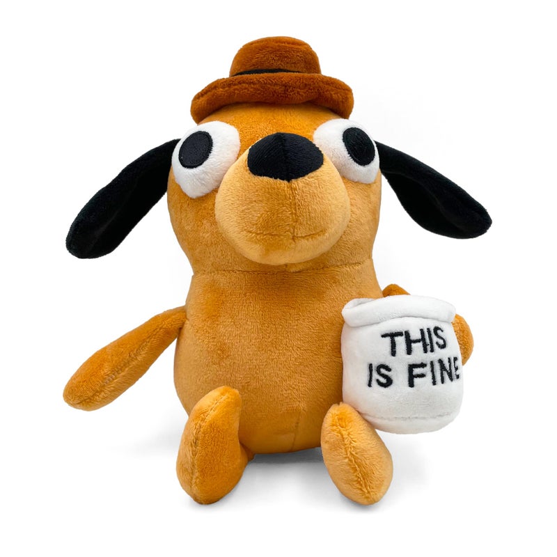 Adenzai This is Fine Dog Plushie Funny Coffee Dog Meme Plush Hilarious Office Decor Stuffed Animal Toy Perfect for Xmas Birthday or Office Worker Gifts Cute Halloween Plush Toy - Image 3
