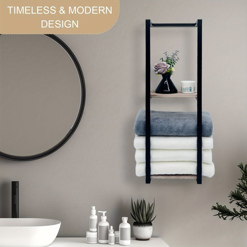 White Wall Mounted Bathroom Towel Rack Storage Organizer For Toilet Towel Hanging - Image 5