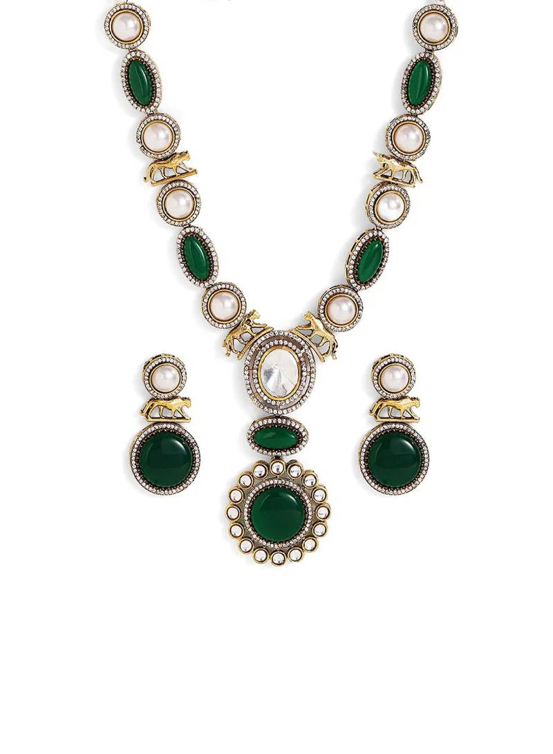 Priyaasi Kundan Stone Studded Beaded Chandbalis