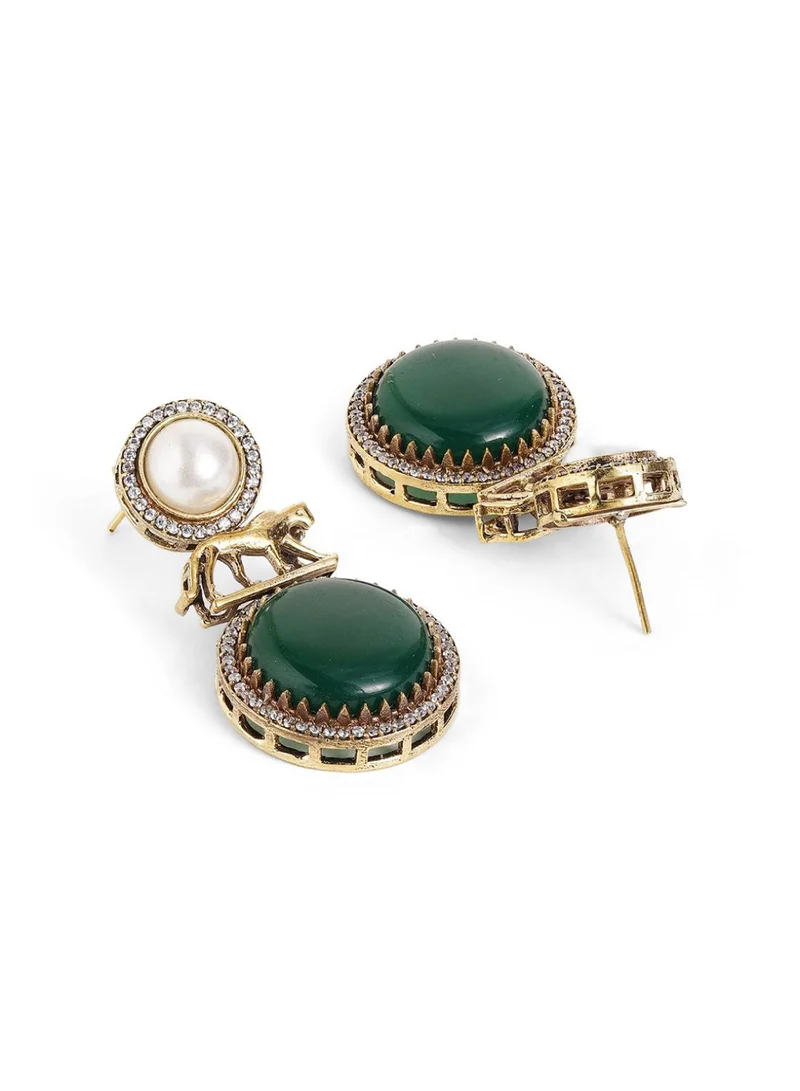 Priyaasi Kundan Stone Studded Beaded Chandbalis