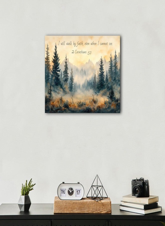AIYISU Christian Wall Art Forest Bible Verse Wall Decor Mountain Scripture Canvas Prints 2 Corinthians Religious I Will Walk by Faith Posters Biblical Artwork for Bedroom Living Room Home Decoration 12x16" - Image 4