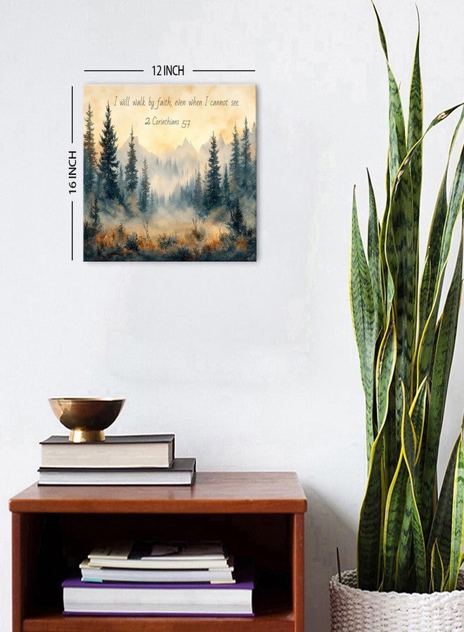 AIYISU Christian Wall Art Forest Bible Verse Wall Decor Mountain Scripture Canvas Prints 2 Corinthians Religious I Will Walk by Faith Posters Biblical Artwork for Bedroom Living Room Home Decoration 12x16" - Image 5