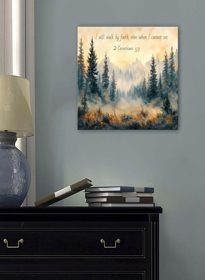 AIYISU Christian Wall Art Forest Bible Verse Wall Decor Mountain Scripture Canvas Prints 2 Corinthians Religious I Will Walk by Faith Posters Biblical Artwork for Bedroom Living Room Home Decoration 12x16" - Image 2