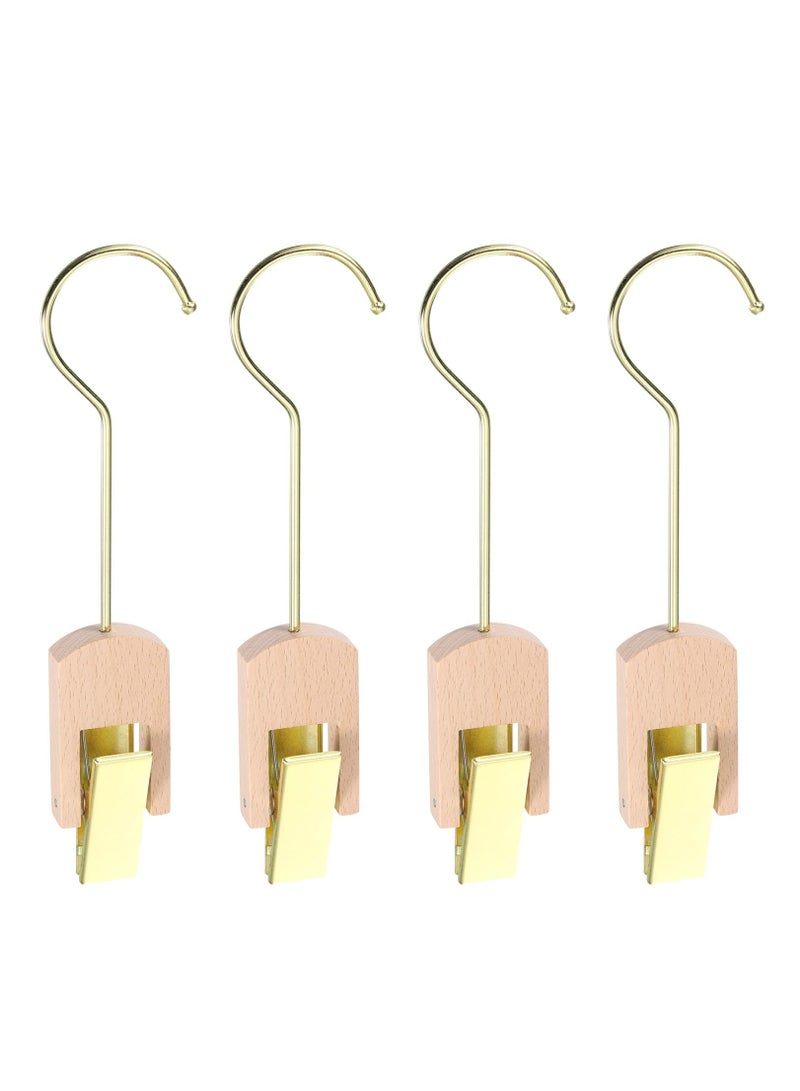 KASTWAVE Hanging Clips, 4Pcs Alloy Multipurpose Hanger for Closet Garment Hanging Hook Portable Family Travel Rotating Hanging Laundry Hook, Clothespin, hat Clip (190mm Gold) - Image 1