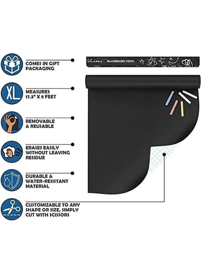 KASTWAVE Chalkboard Paper 1 Roll Blackboard Vinyl Paper Removable Bulletin Wall Sticker Decals Self Adhesive Removable Reusable Erasable Chalkboard Wallpaper For Kids Home Office Black - Image 3